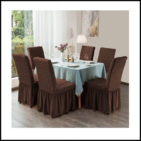 Coffee Color 6pcs Chair Cover