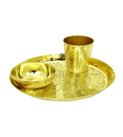 Brass nokshi plate bati glass set